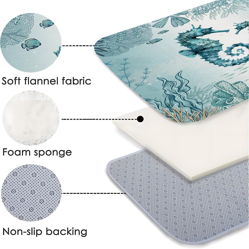SATRTUD Beach Seahorse Bath Mat 24x16 Inch