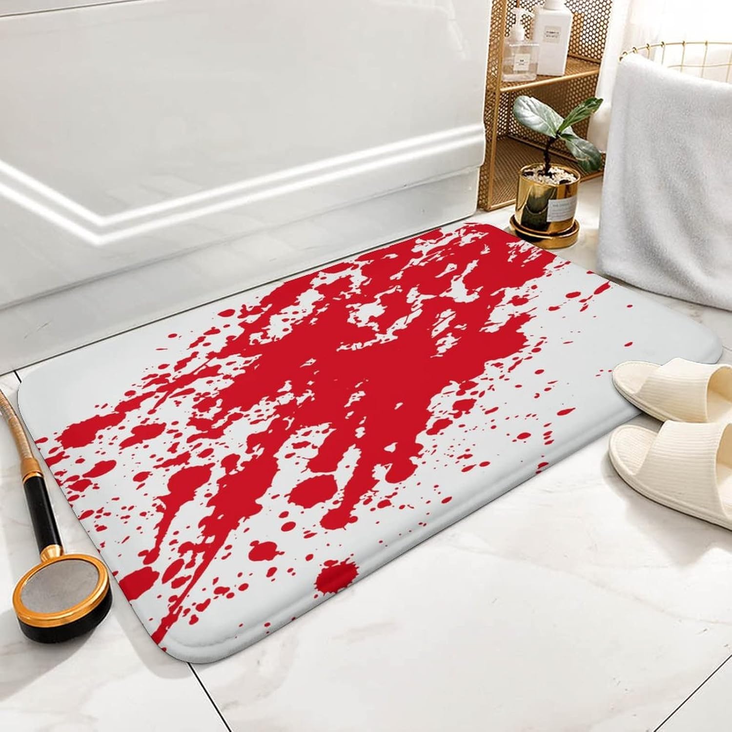 Red Bloody Blots Bath Rug Mat 16x24 Non-Slip Microfiber Bath Rug