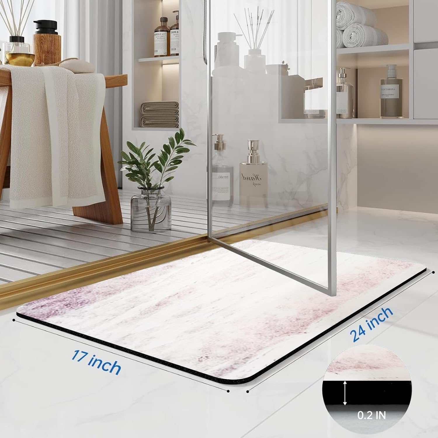 Soft Diatomaceous Earth Bath Mat 24x17 Inches