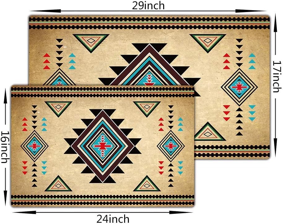 JAWO Southwest Pattern Bath Rug with Non-Slip Backing
