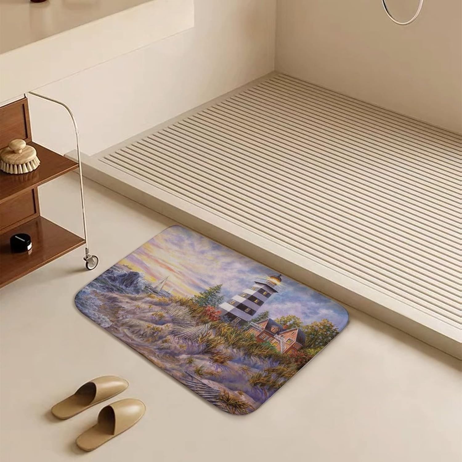 Apular Lighthouse Bath Rug 16x24 Inch Non-Slip Door Mat