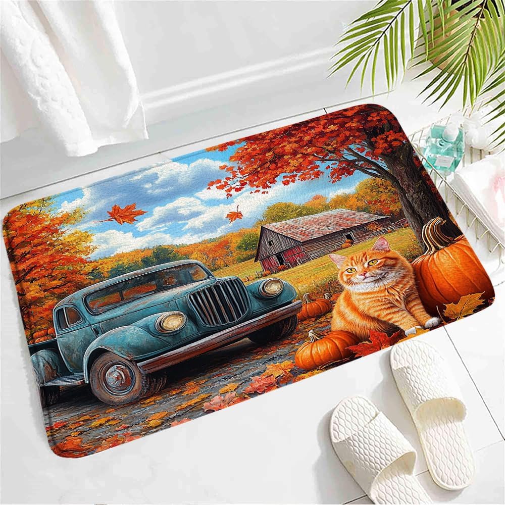 Fall Harvest Bath Mat with Non-Slip Design 1