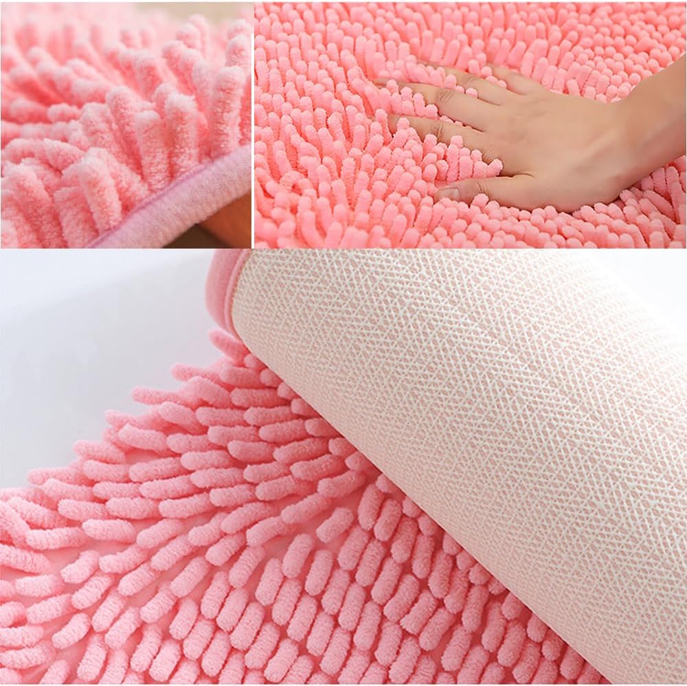 ZuTKekon Half Round Bath Rug Thick Chenille Non-Slip Mat