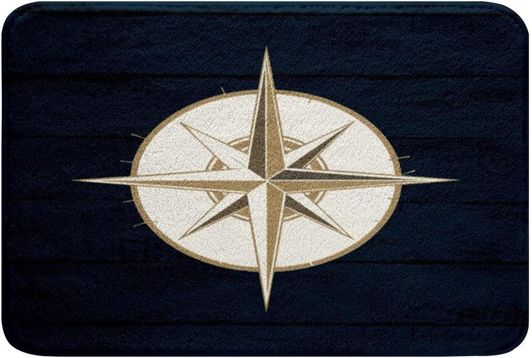 Feelyou Compass Print Bath Rug 20x32 Kids Nautical Theme