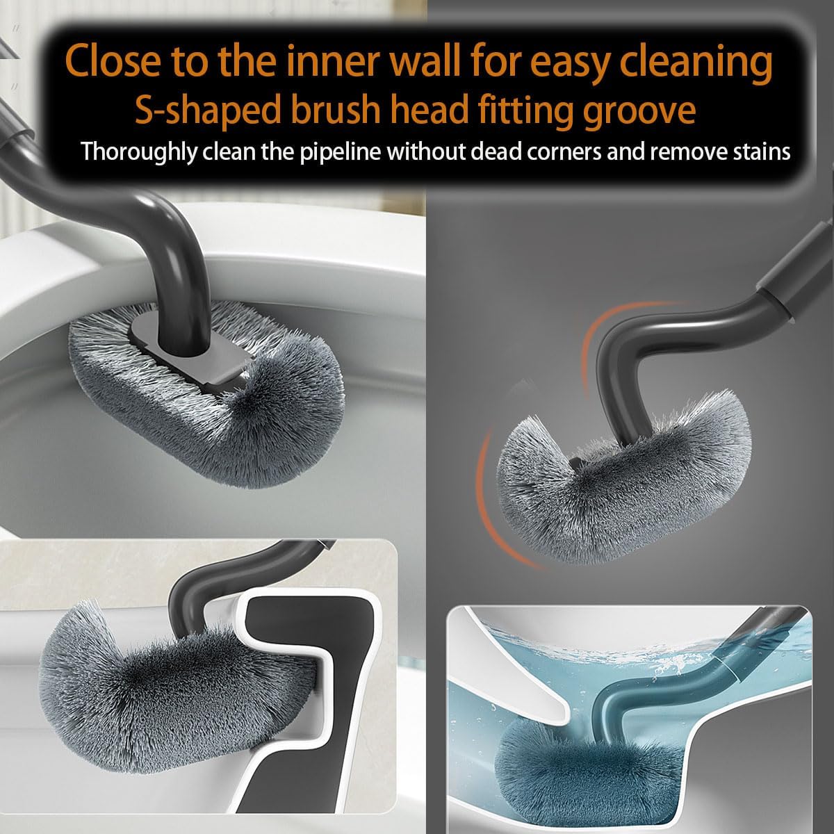 Tuoweier Long Handle Toilet Brush Set with Holder and 2 Brush Heads
