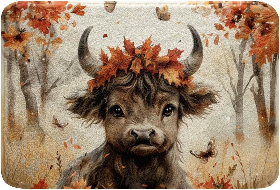 Feelyou Highland Cow Bath Rug for Kids 16x24 Inch