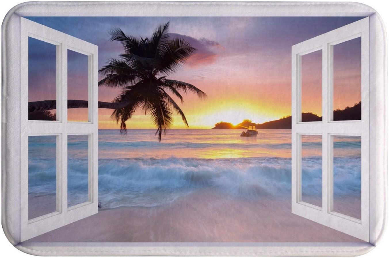 AMonamour Ocean View Bath Rug with Non-Slip Design