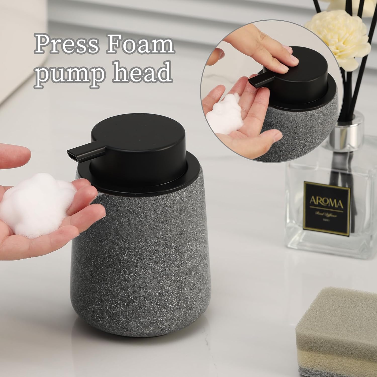 Haocoott Foaming Soap Dispenser with Granite Look