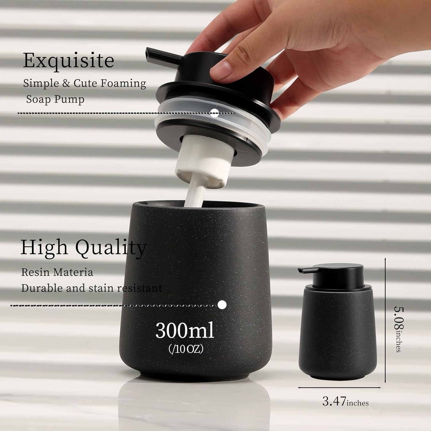 Haocoott Foaming Soap Dispenser Pump - Black Modern Style Refillable