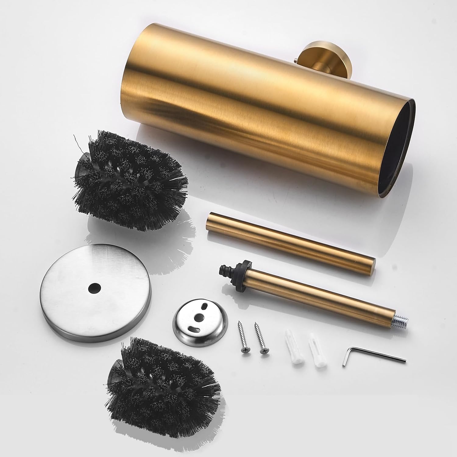 Wall-Mounted Toilet Brush with Replaceable Head and Holder