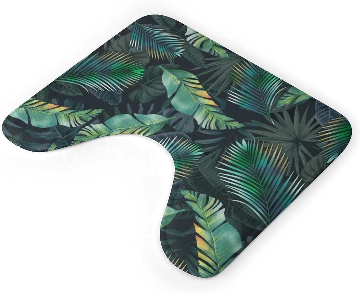 Green Leaf U Shaped Bath Rug Non Slip Soft Mat