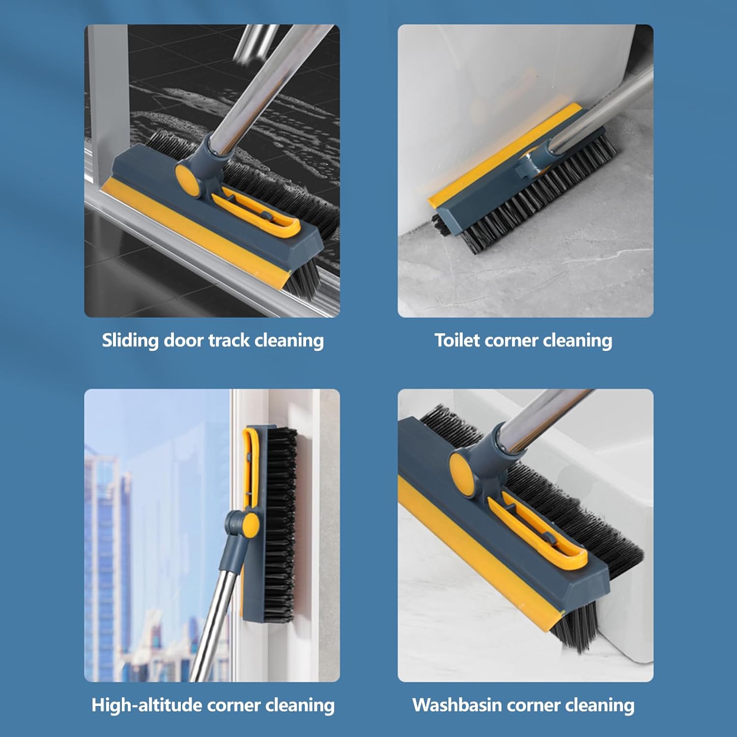 3 in 1 Floor Brush with Squeegee and Hair Removal