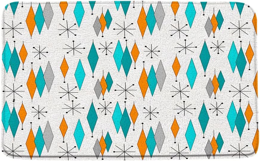 ZKJSMGS Turquoise Orange Geometric Bath Mat 178x295 Inch