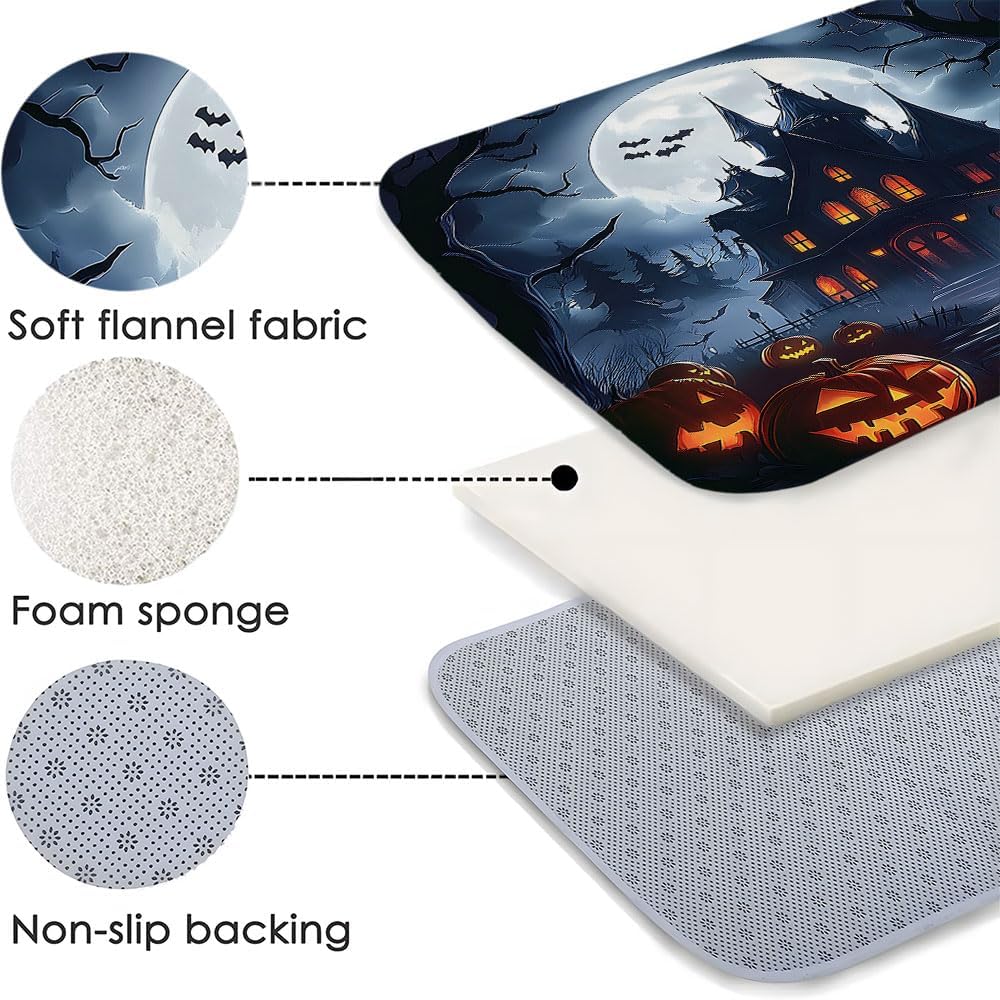 Halloween Castle Bath Mat 16x24 Inch Non-Slip