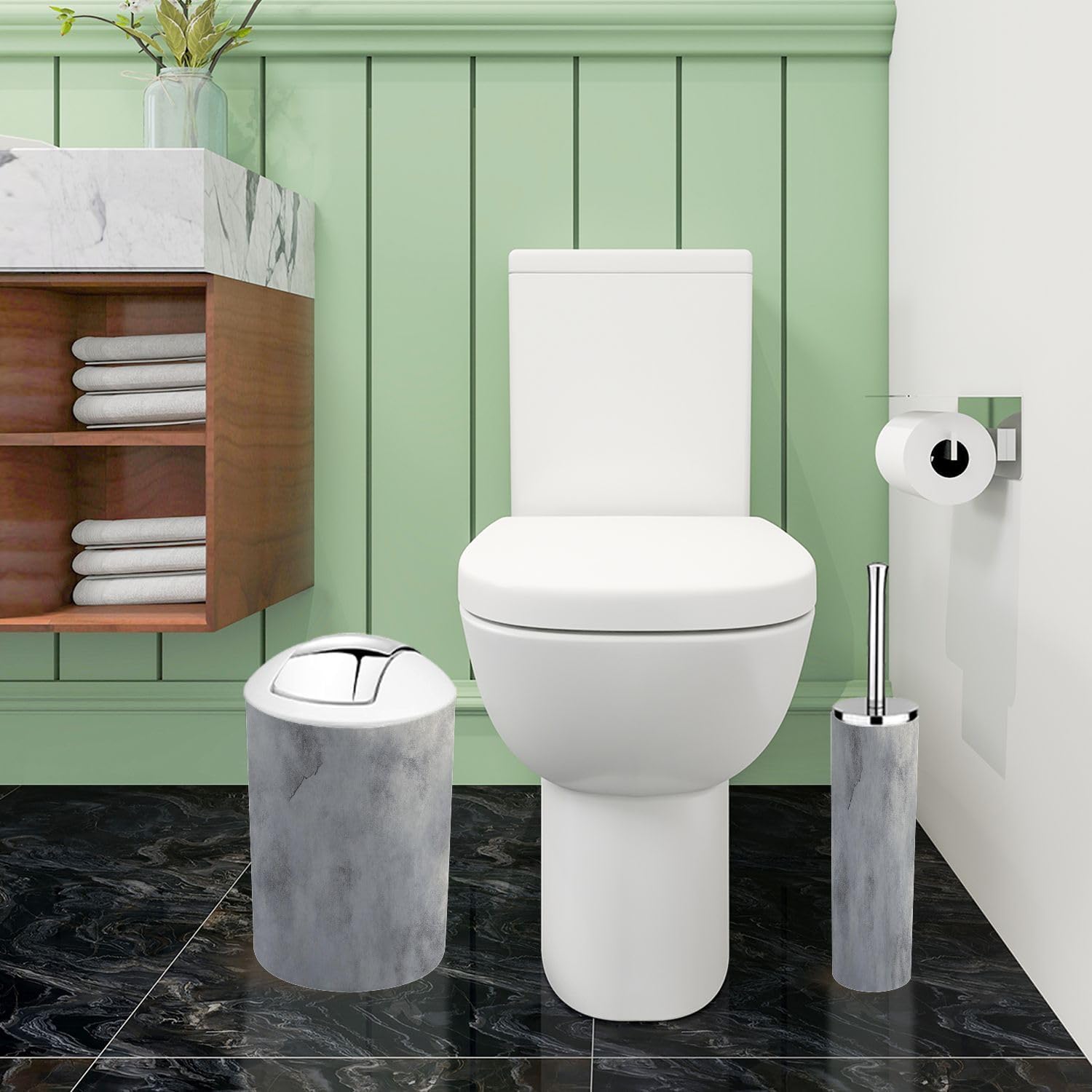 Boho Style 6 Piece Bathroom Accessory Set in Grey