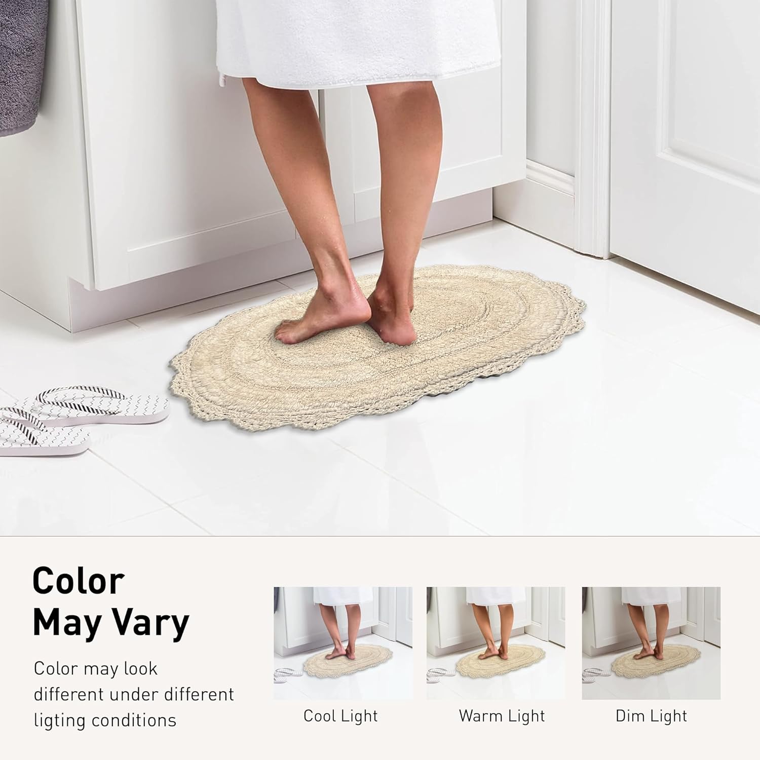 Chardin home Ivory Crochet Bathrug 17x24 Inch
