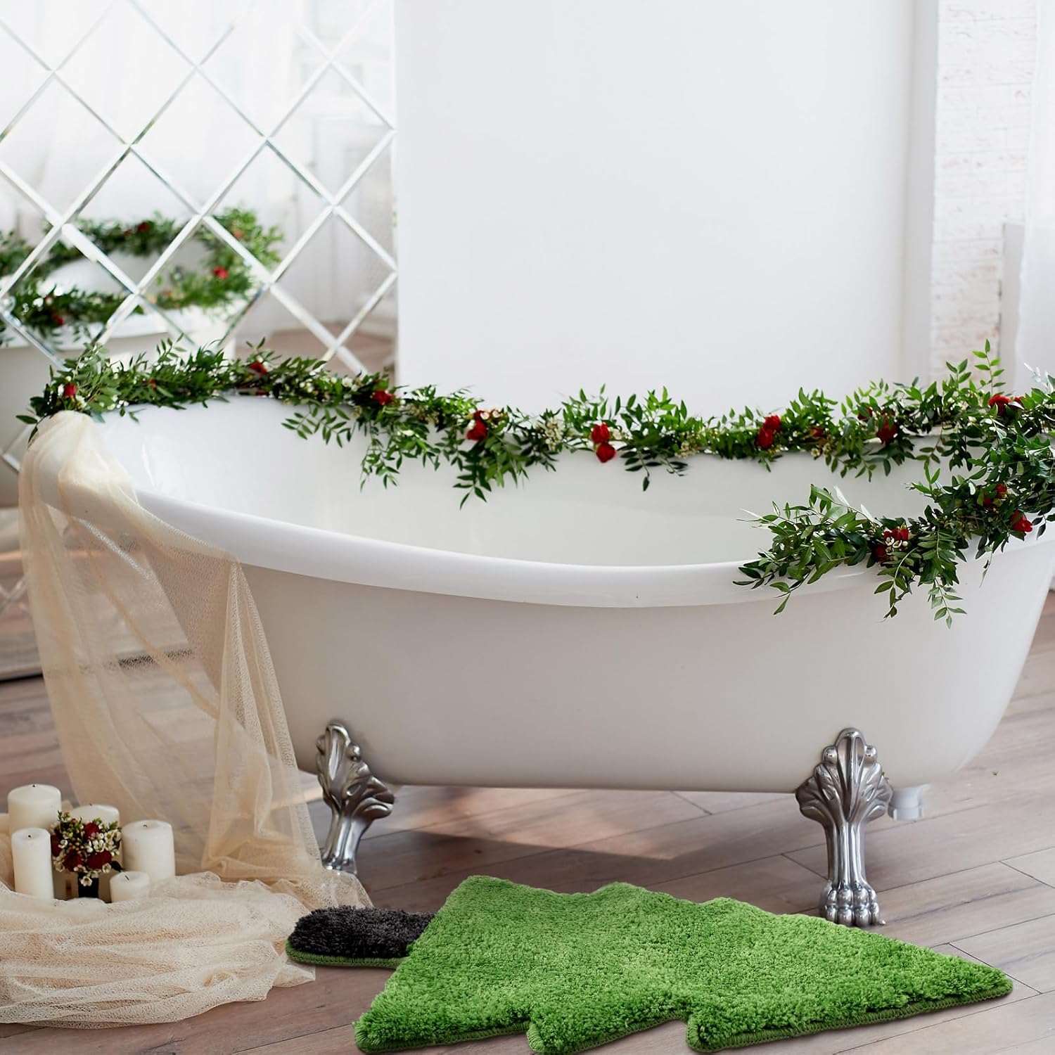 Tinideya Christmas Tree Bath Mat 28x20 Non Slip Kids Rug