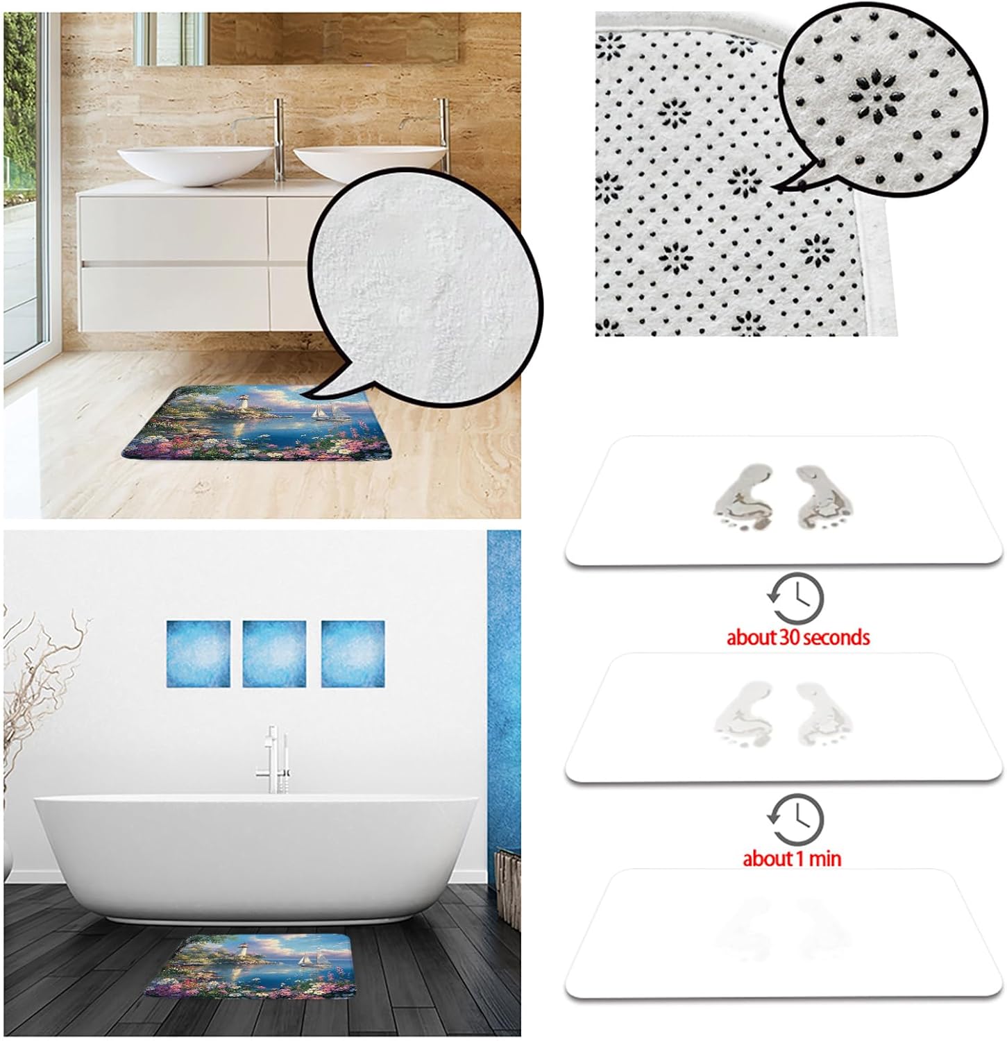 GCTNBJL Ocean Lighthouse Bath Mat 178x295 Inch