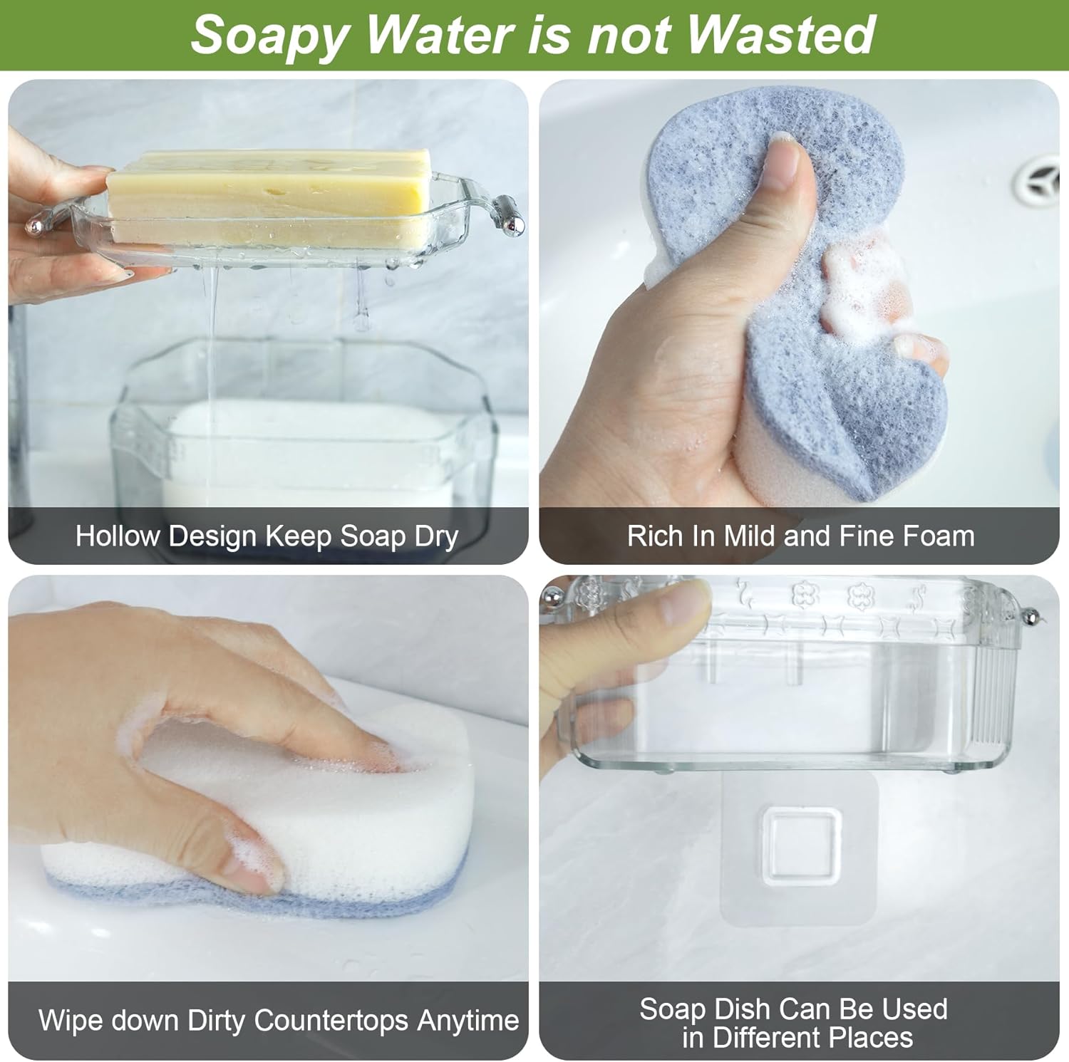 DAOZIJI Bar Soap Holder with Suction Cups and Sponge