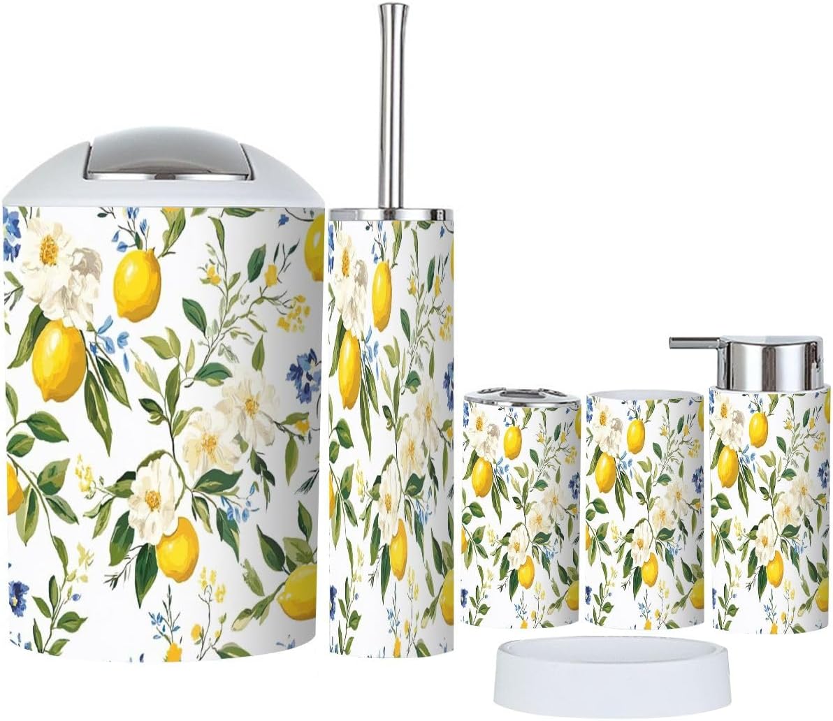 Boho Peony Bathroom Accessory Set 6 Piece