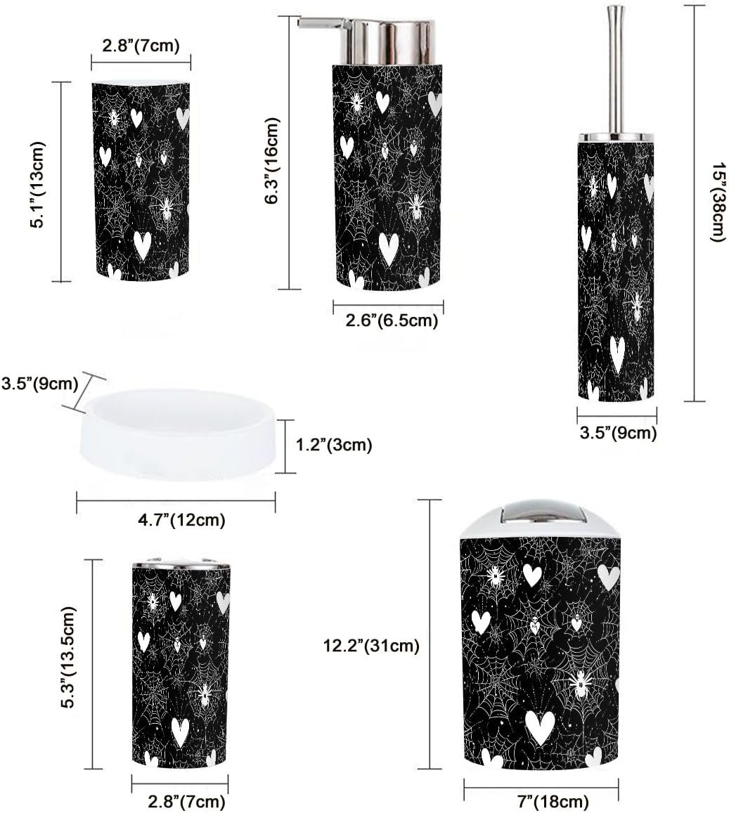 Boho Gothic Bathroom Accessory Set 6 Piece