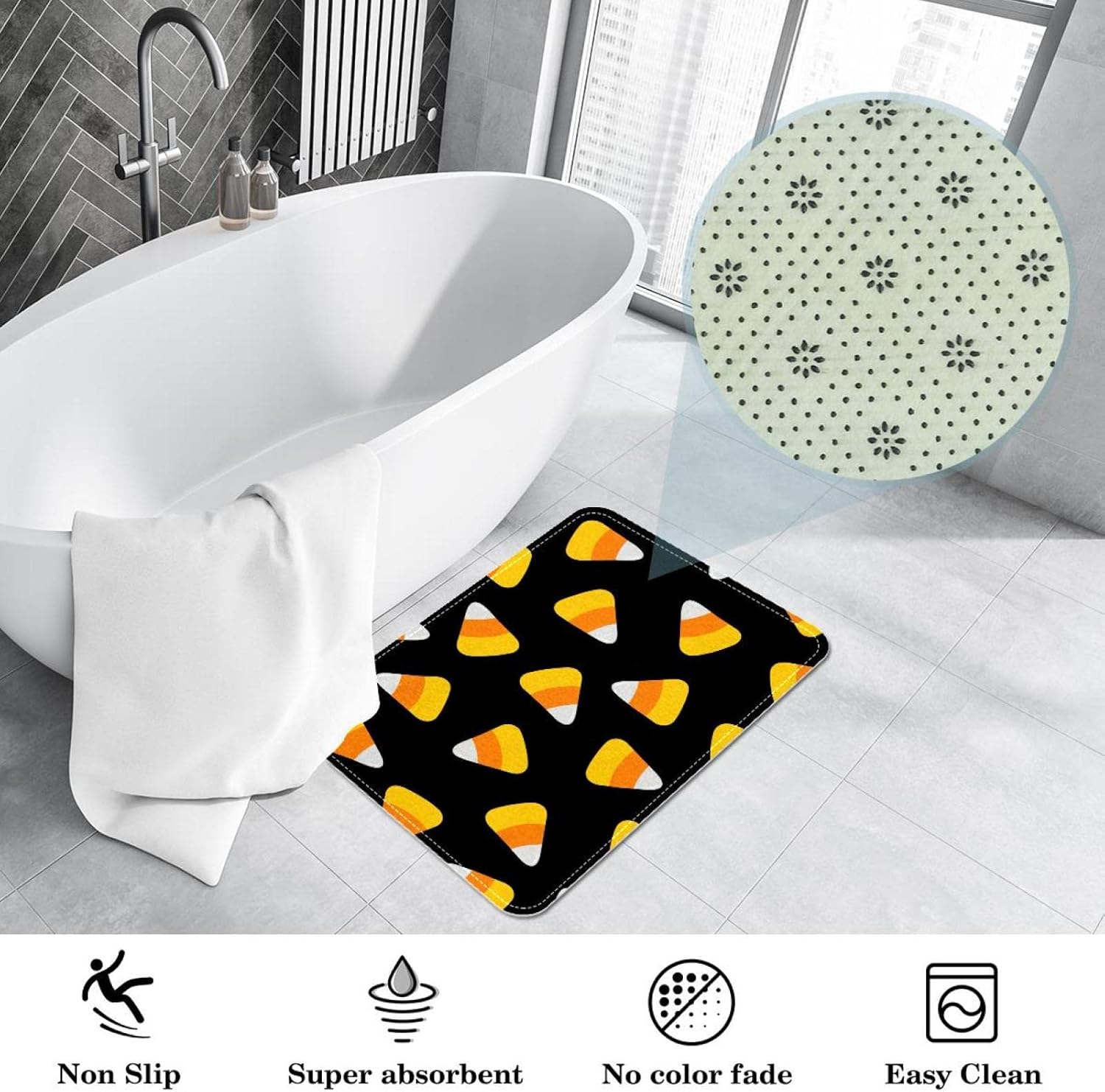 KXO Halloween Candy Corn Bath Rug 16x24 Inch