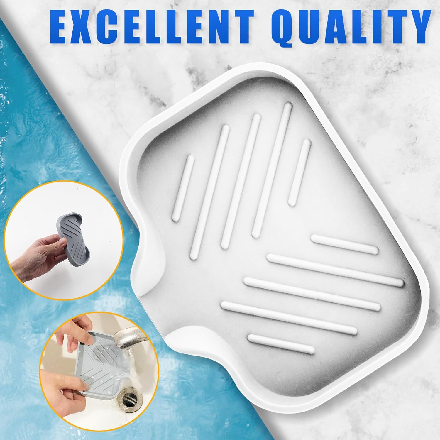 Hordion 1Pcs White Silica Gel Soap Tray for Sink