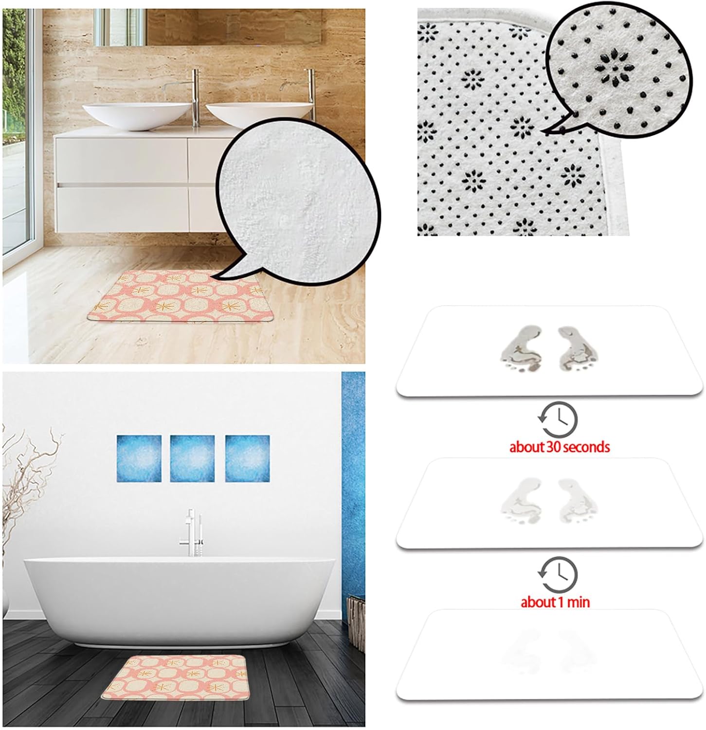 GCTNBJL Atomic Pink Geometric Bath Mat 16x24 Inch