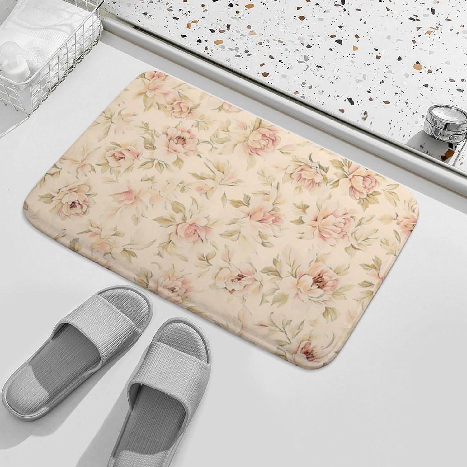 Absorbent Soft Flower Bath Mat 16x24