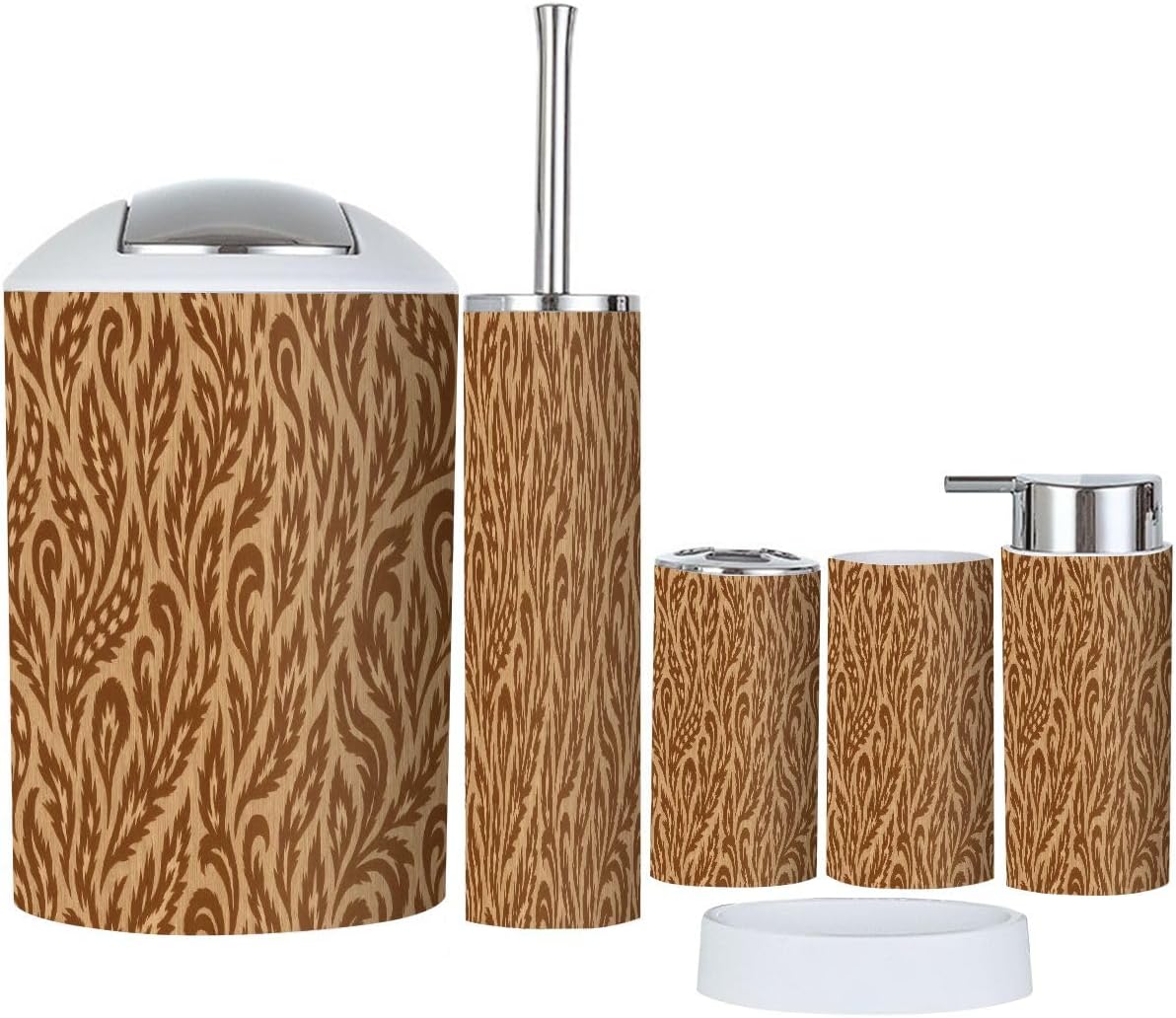 Boho Bathroom Accessory Set 6 Piece Ikat Design