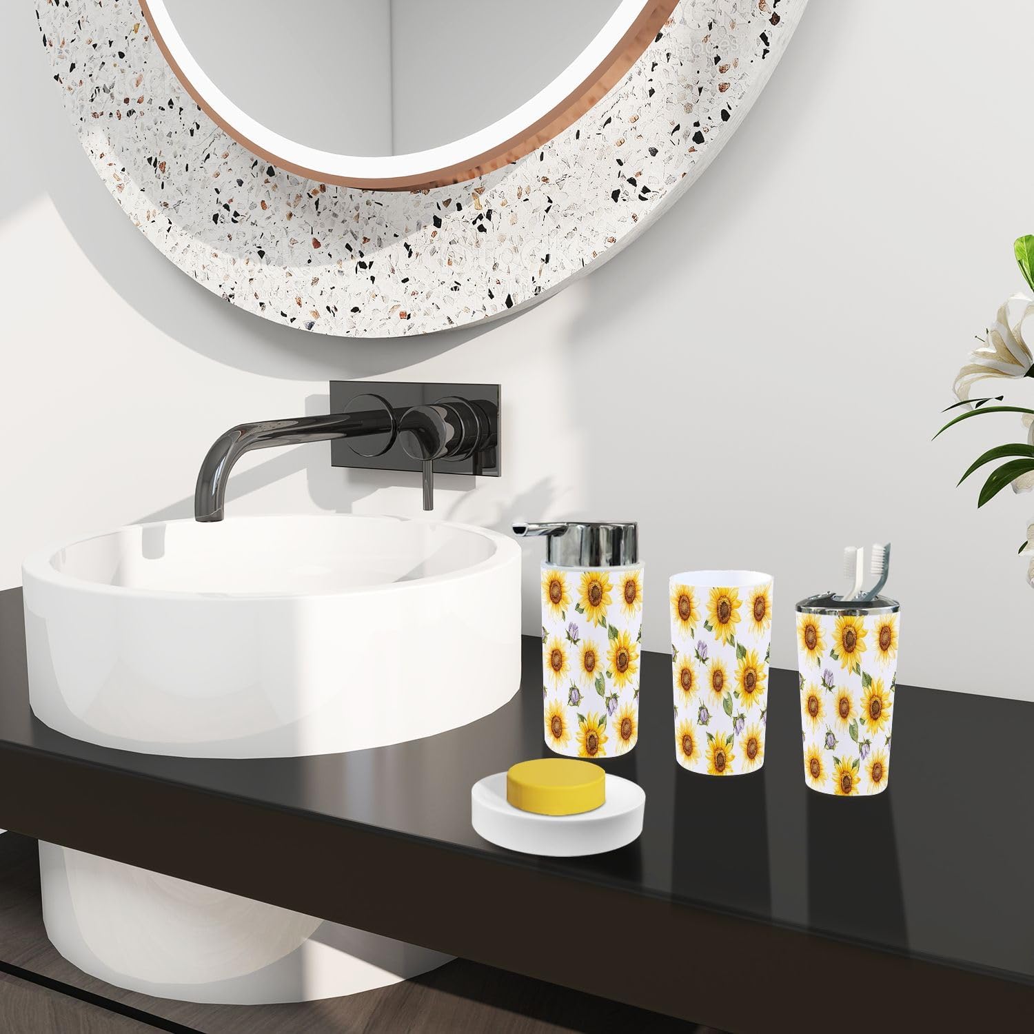 Boho Watercolor Bathroom Accessory Set 6 Piece