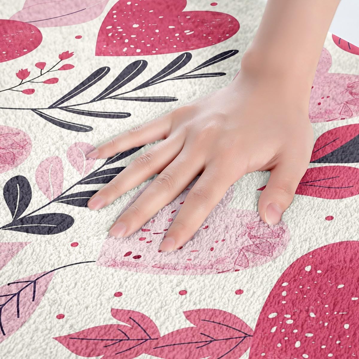Feelyou Heart Bath Mat 20x32 Pink Modern Rugs for Bathroom