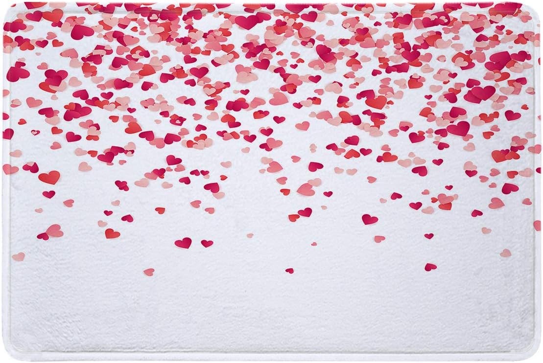 LB Red Pink Hearts Romantic Bath Mat 16x24 Inch 1