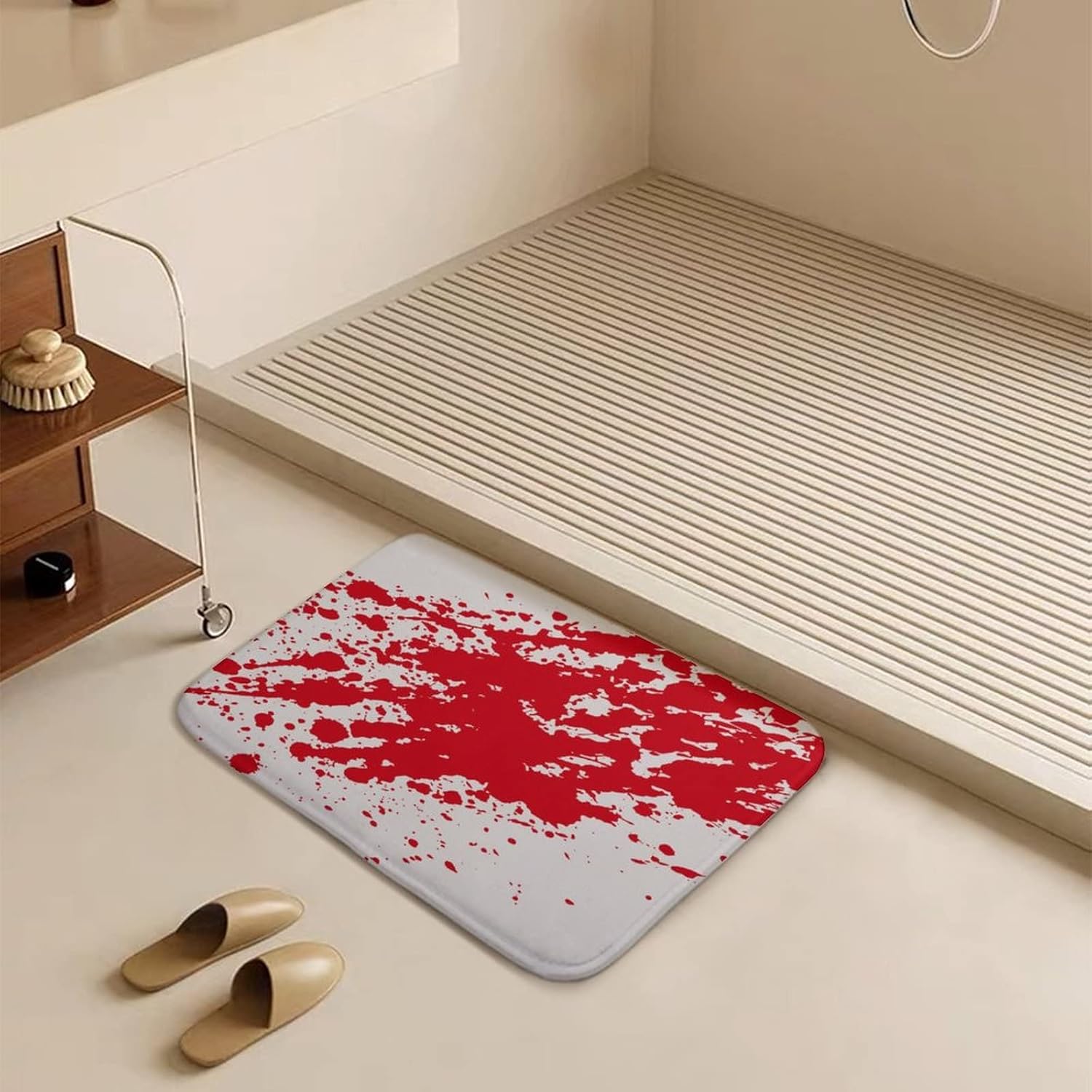 Red Bloody Blots Bath Rug Mat 16x24 Non-Slip Microfiber Bath Rug