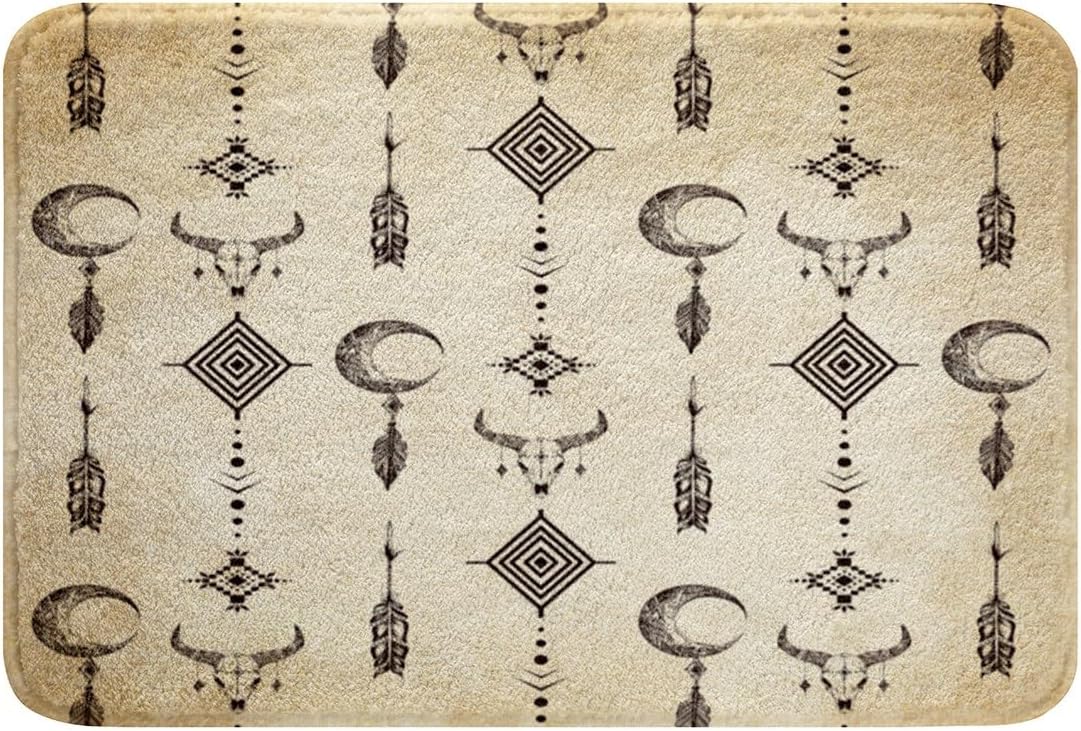 RezsoyeN Aztec Fleece Bath Mat 16x24 Rustic Retro Design