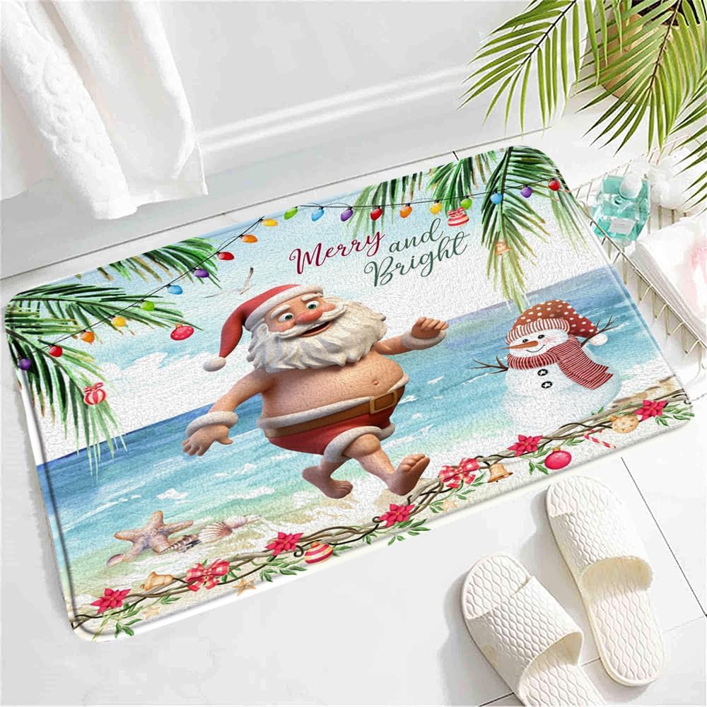 SATRTUD Summer Gnome Bath Mat - Funny Humor Scene Non-Slip Rug