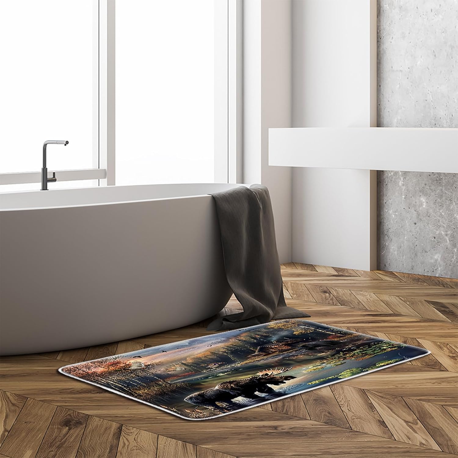 DSMEUE Rustic Cabin Bath Mat 16x24 Inch