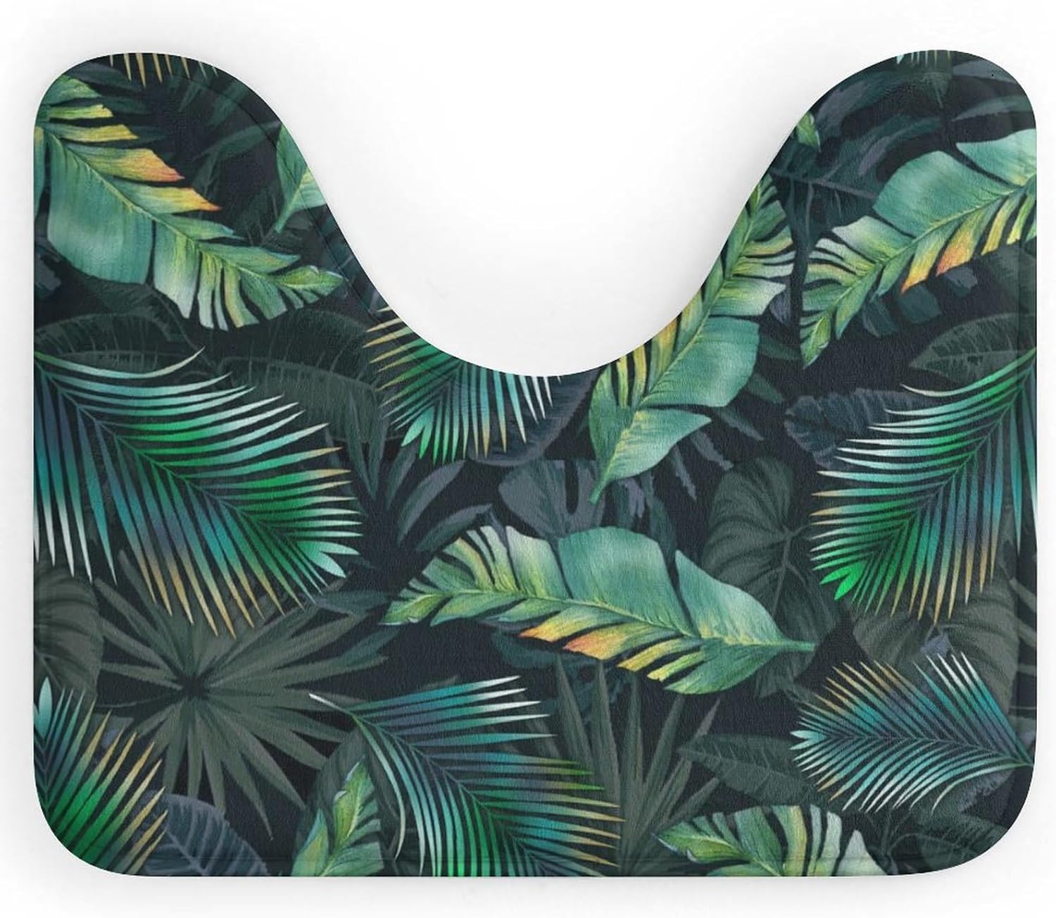 Green Leaf U Shaped Bath Rug Non Slip Soft Mat