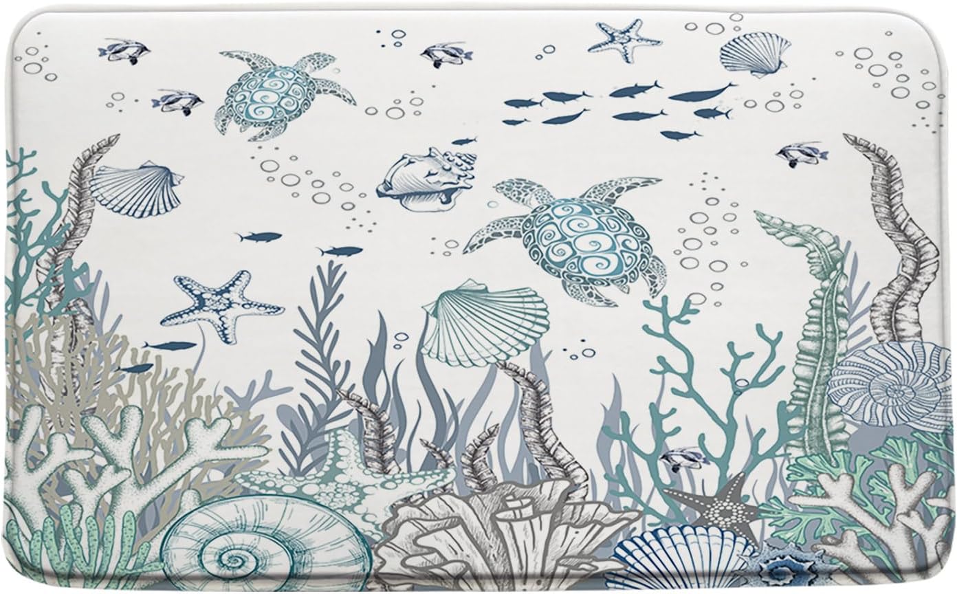 Nautical Coastal Bath Rug 16x24 Inch