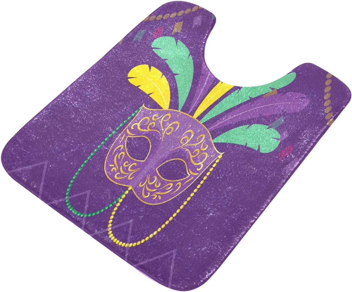 YETTASBIN Mardi Gras Mask Bath Mat Set 1