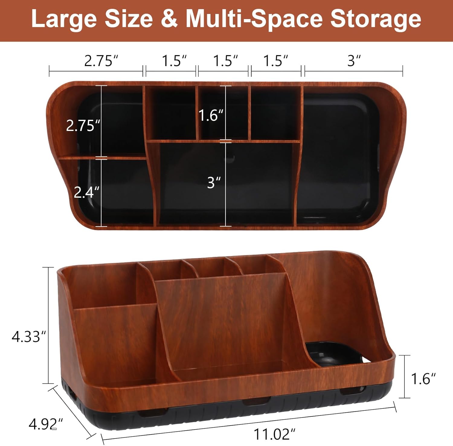 Red Wood Bathroom Storage Organizer with 7 Slots