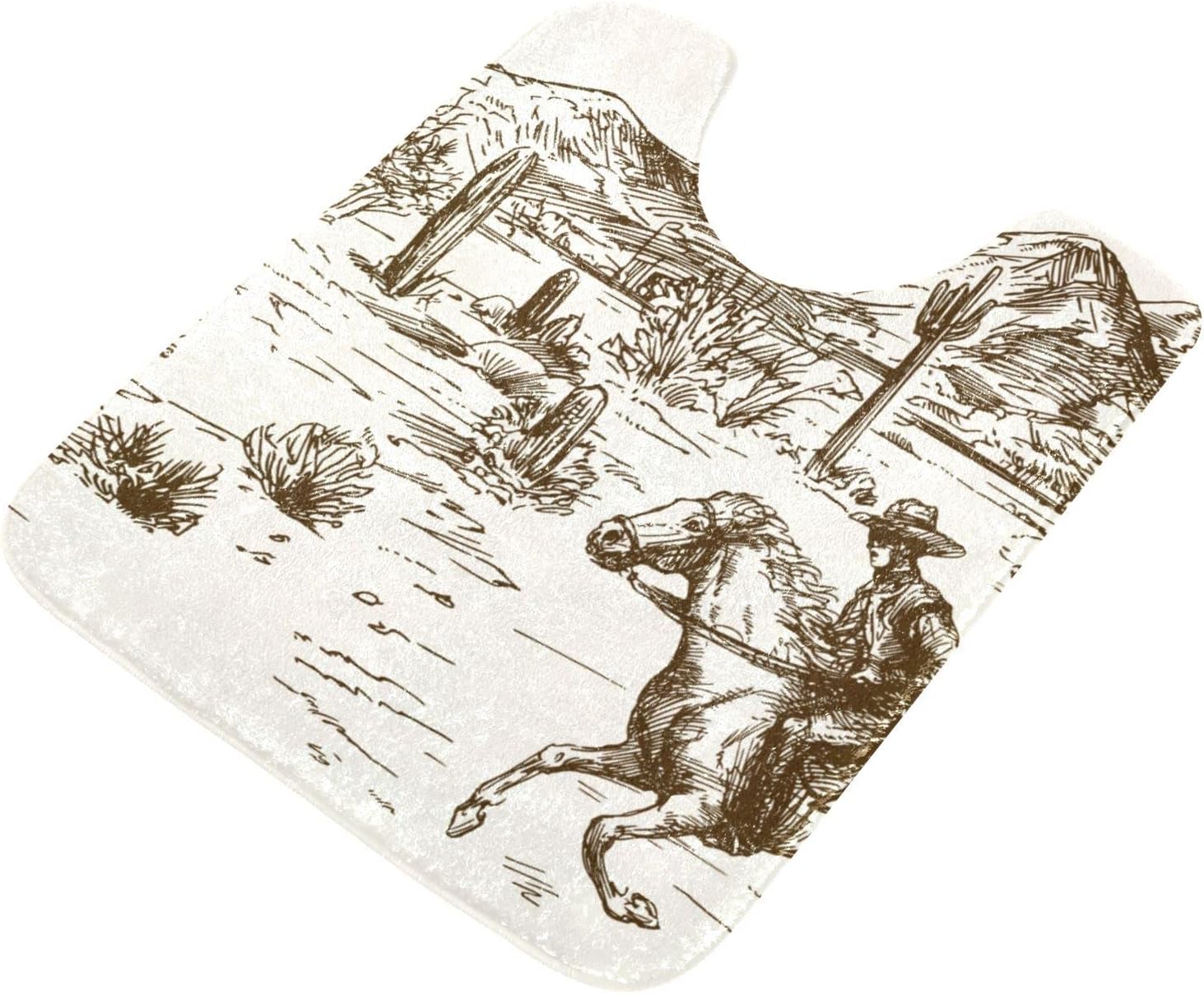 Western Cowboy Bath Rug Mat - Non-Slip Quick Dry 16x24 in