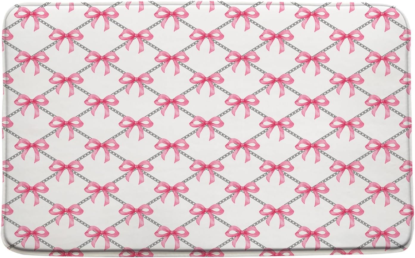 GCTNBJL Pink Bow Bath Mat 16x24 Inch
