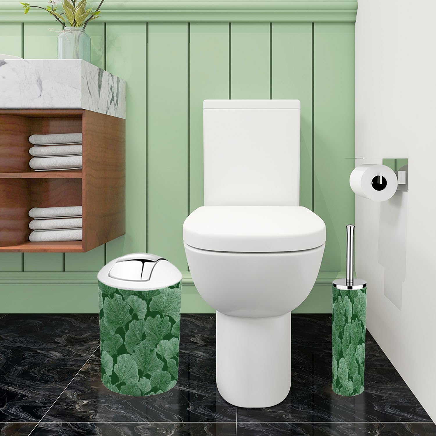 Boho Ginkgo Leaf Bathroom Accessory Set 6 Piece