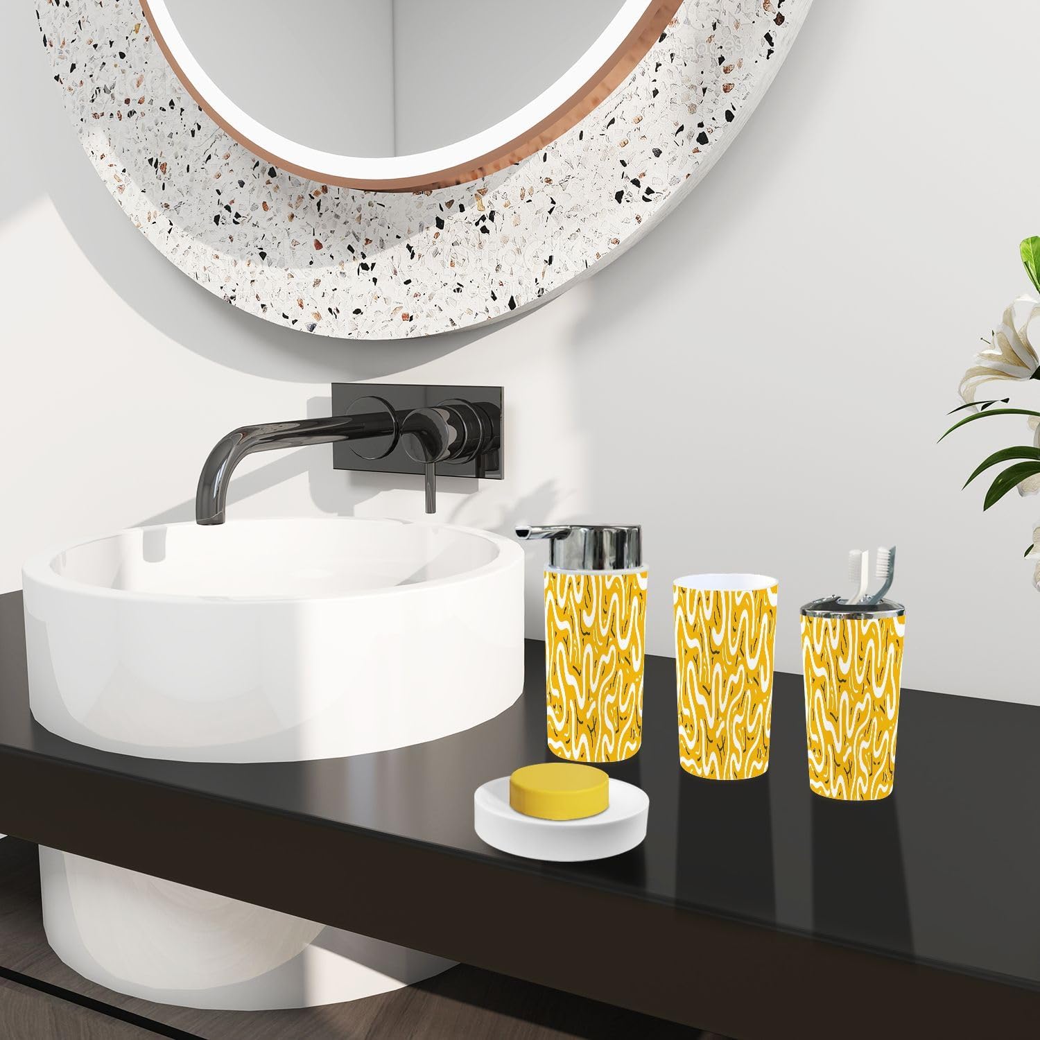 Boho Doodle Bathroom Accessory Set 6 Piece