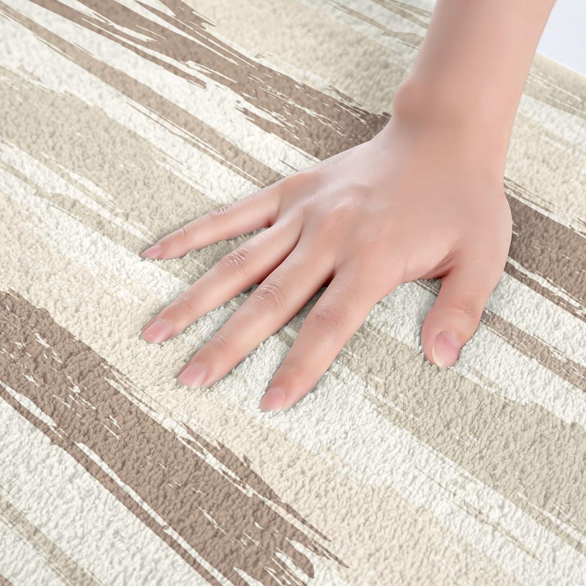 Abstract Brown Bathroom Rugs 16x24 Modern