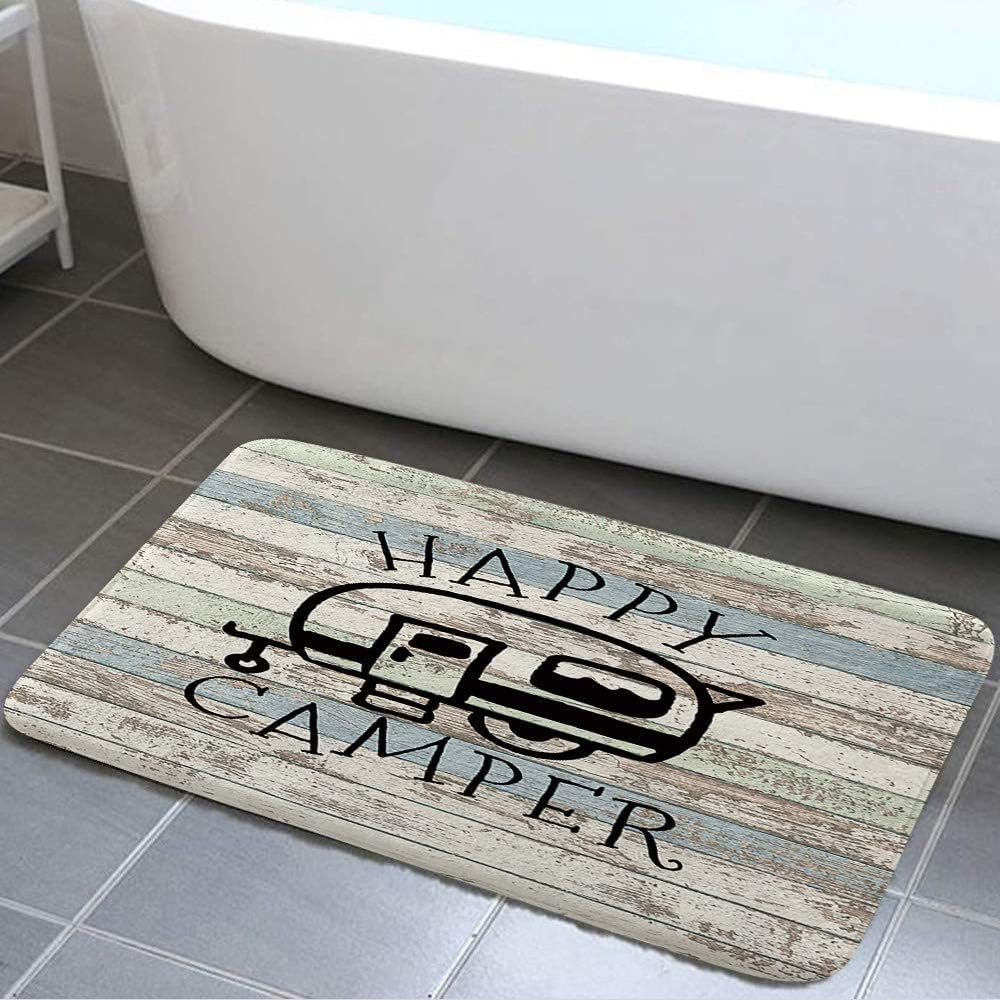 JAWO Happy Campers Bath Mat Non Slip Retro