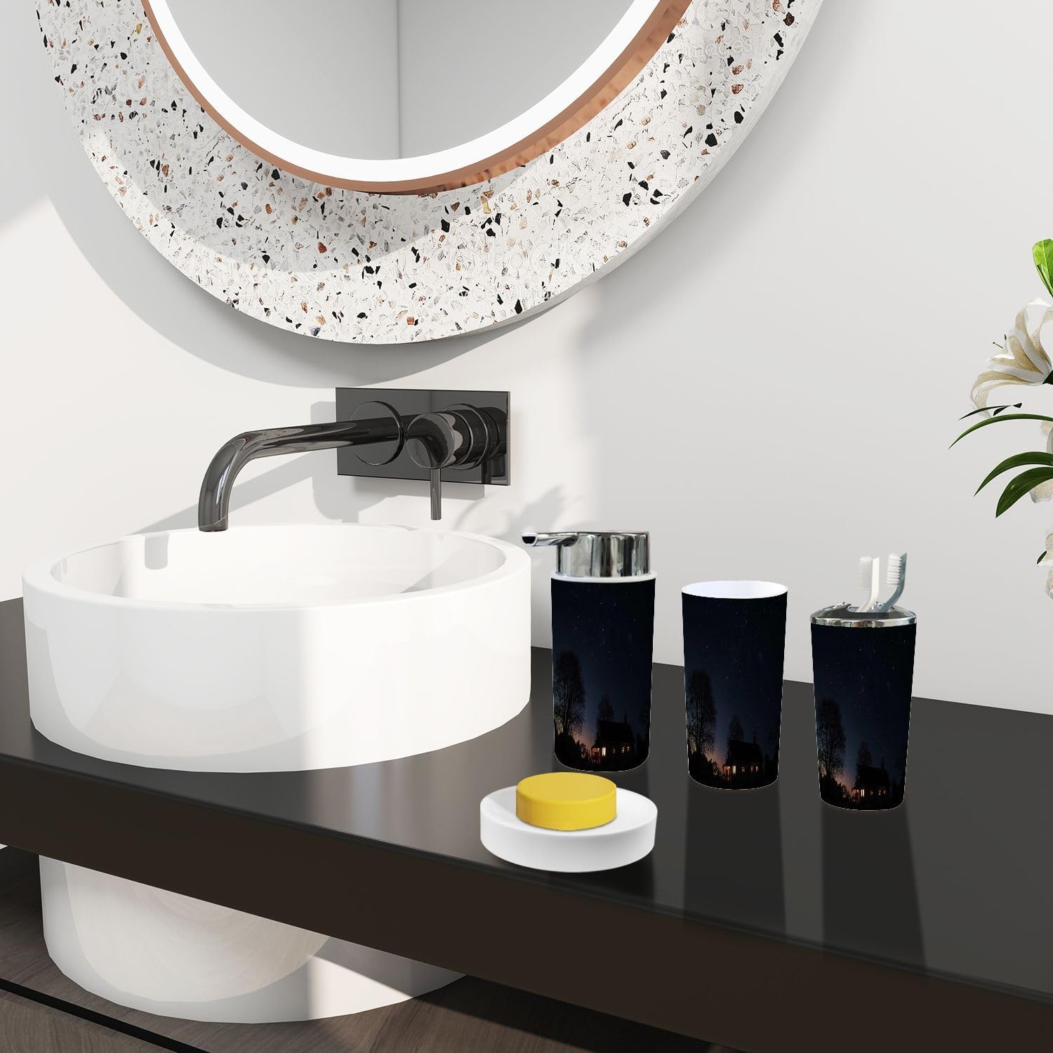 Bathroom Accessory Set 6 Piece Boho Style
