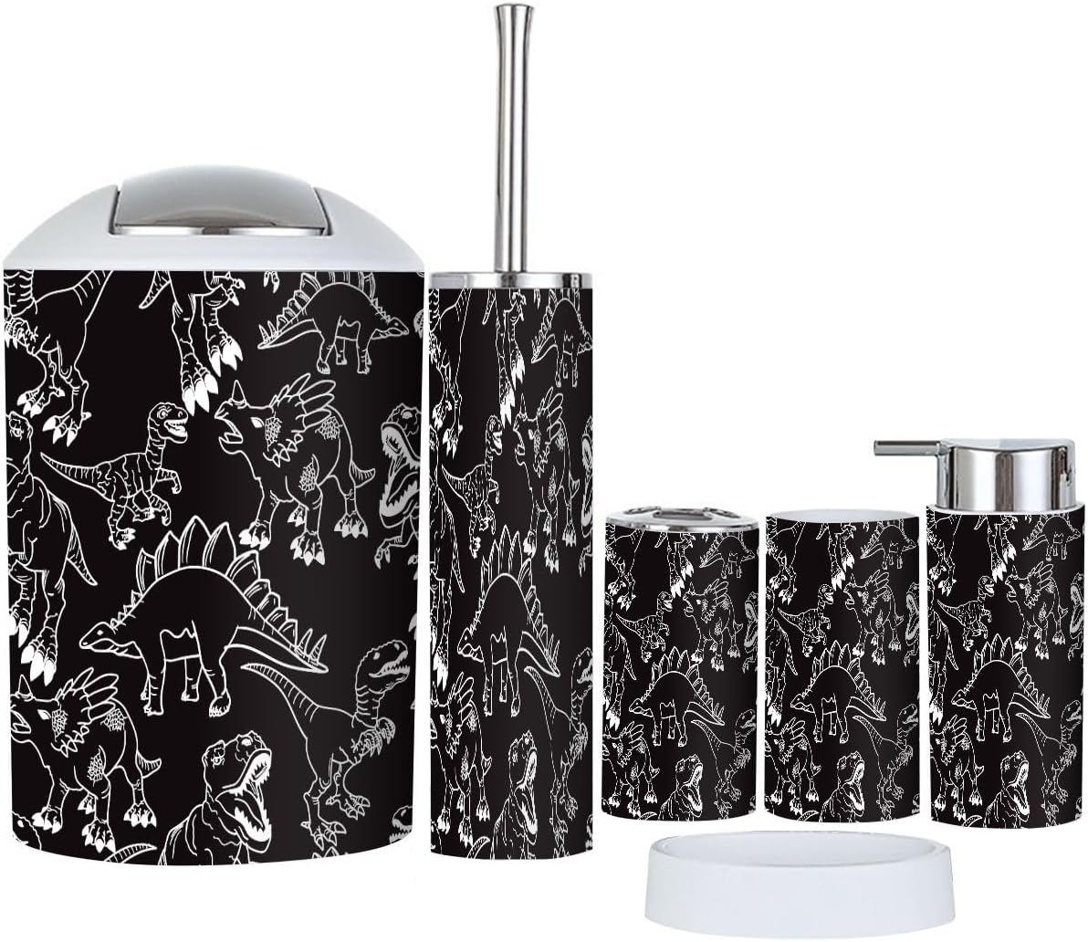 Bathroom Accessory Set 6 Piece Dino Pattern