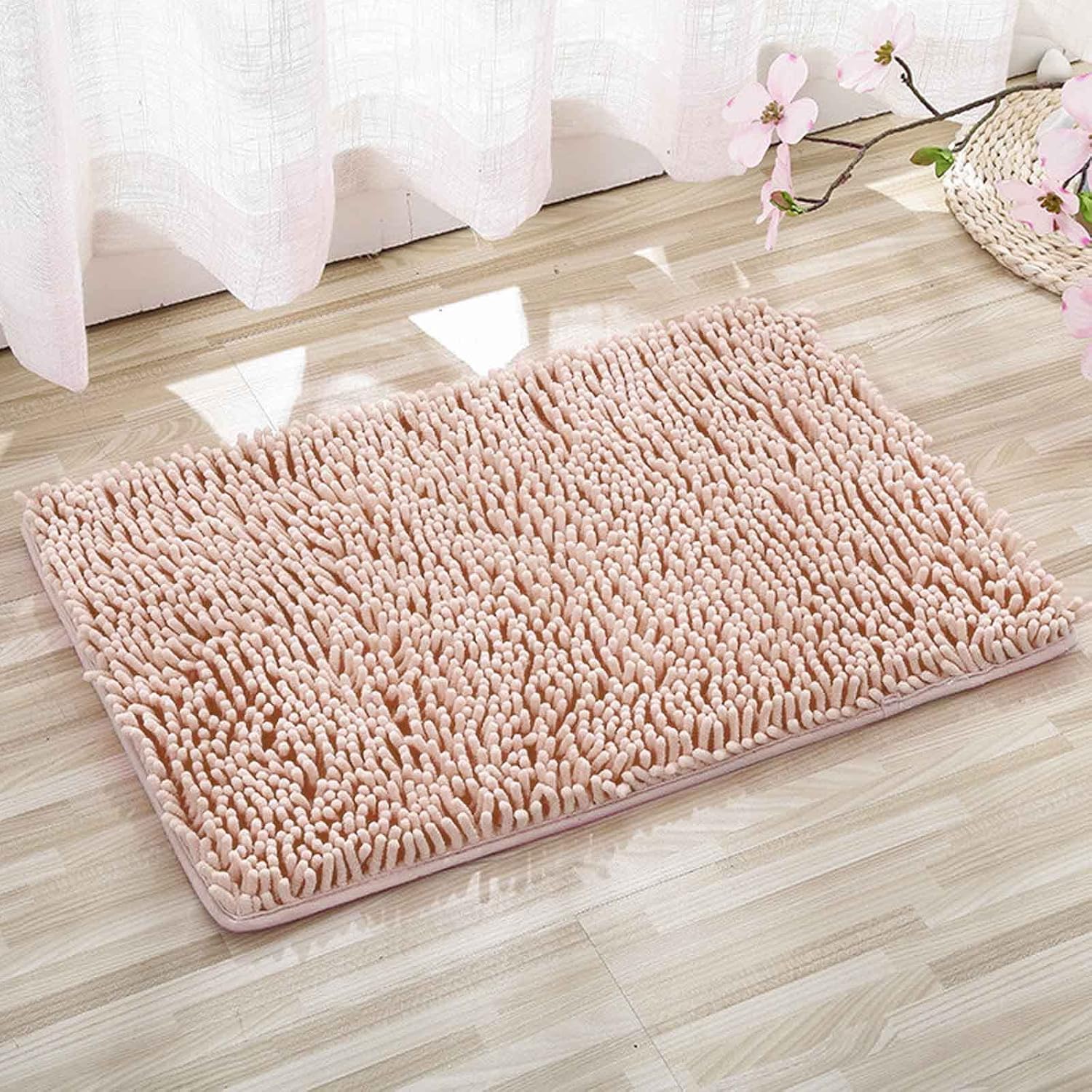 Scceatti Non Slip Bath Mat - Soft Furry Absorbent Kitchen Rug